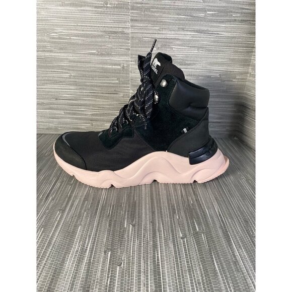 Sorel Womens Kinetic RNEGD Conquest Winter Boots Black Pink Leather‎ Ankle 9 New - Picture 4 of 9